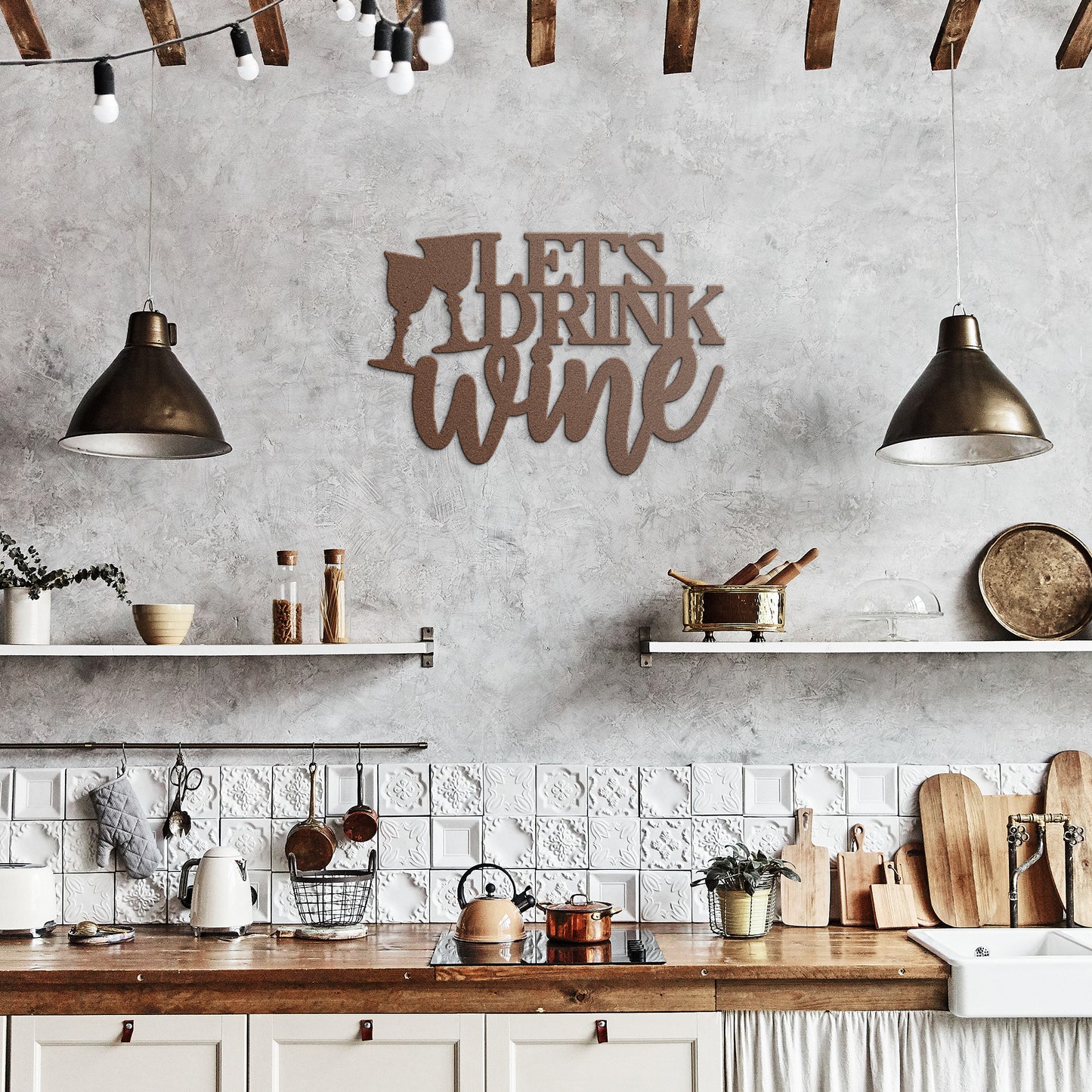 Let's Drink Wine Metal Art