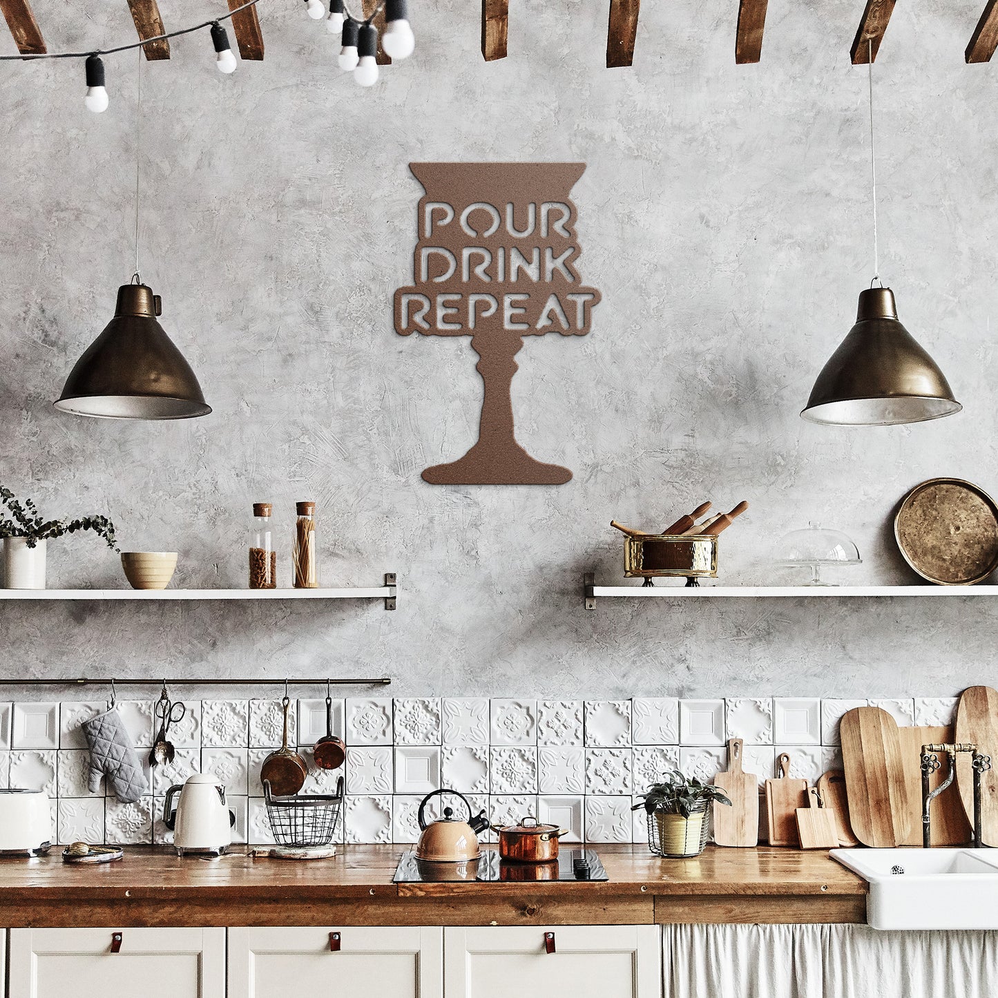 Pour Drink Repeat Metal Art