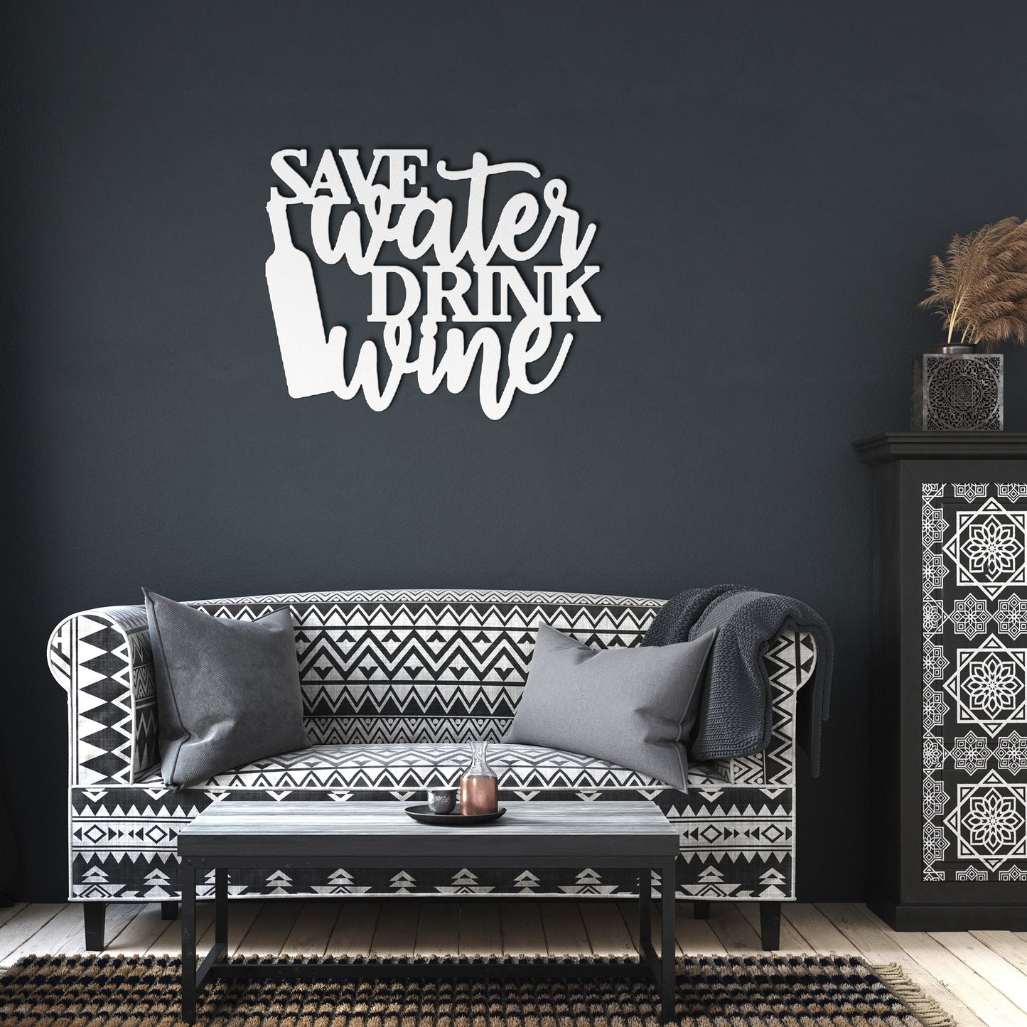 Save Water Drink Wine Metal Art